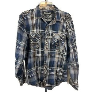 Buckle Black Label Men's Size Large Plaid Slim Fit Long Sleeve Button‎ Top Shirt